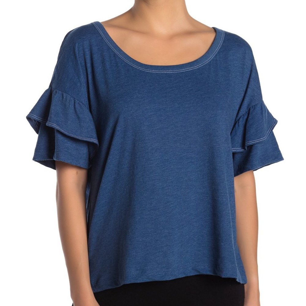 Splendid Ruffle Sleeve Scoop Neck Top (NWT)